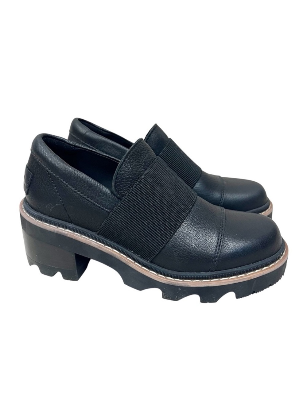 NWOT Sorel Women's Joan Now City Slip-On Loafer Pumps Black Full Grain Leather